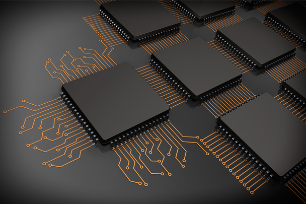 CPU Microchips as Circuit - Photo, Image