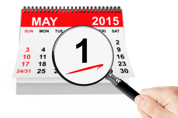 5 月 1 日 2015年カレンダー拡大鏡 - 写真・画像