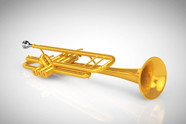 trompeta de latón pulido
 - Foto, imagen
