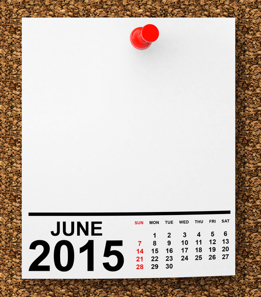 ημερολόγιο Ιουνίου 2015 - Φωτογραφία, εικόνα