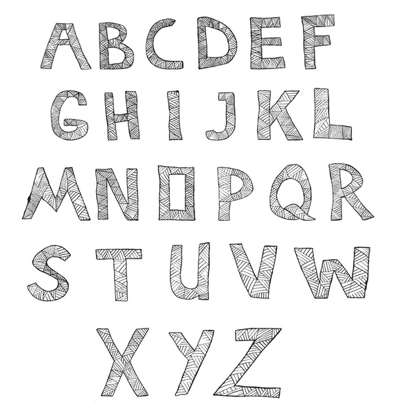 Vector hand drawn alphabet - Vetor, Imagem