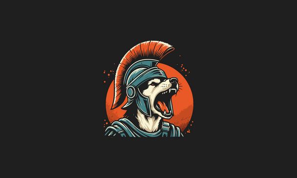 Собачий рёв в спартанской униформе - Вектор,изображение