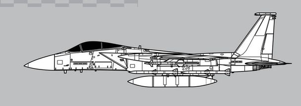 McDonnell Douglas F-15C Orzeł. Rysunek wektorowy myśliwców o wyższości powietrznej. Widok z boku. Obraz ilustracji i infografiki. - Wektor, obraz