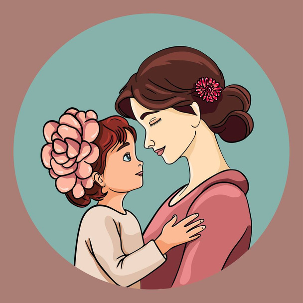 Abraço do Amor - Ilustração do Dia das Mães - Vetor, Imagem