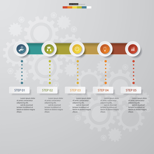time line description. 5 steps timeline infographic. - Vetor, Imagem