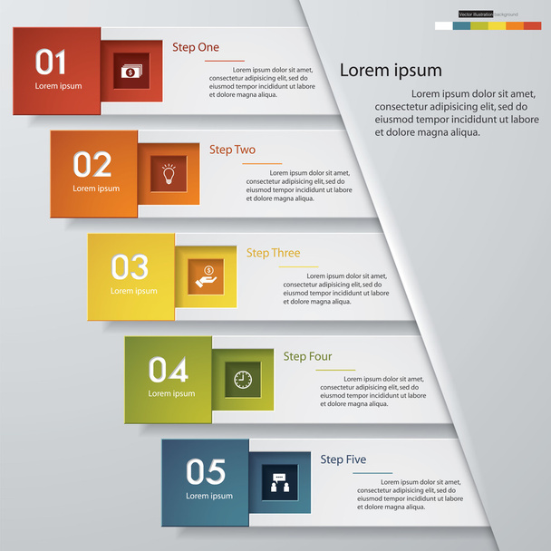 5 stappen proces. Eenvoudige & Editable abstract ontwerpelement. - Vector, afbeelding