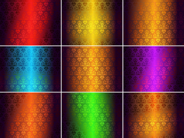 Colorful Glazy Damask Pattern - Vector, Image