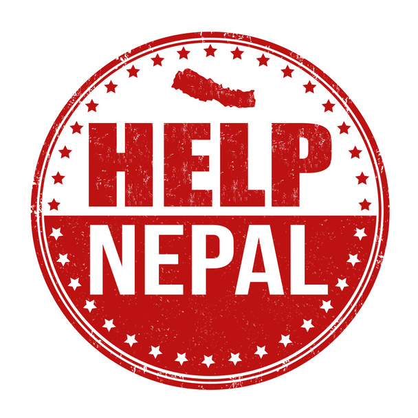 Yardım Nepal damgası - Vektör, Görsel