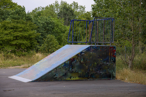 Skate park with different halfpipes in summer - Photo, Image