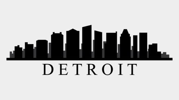 O horizonte da cidade de Detroit. Animação gráfica em movimento vídeo.  - Filmagem, Vídeo