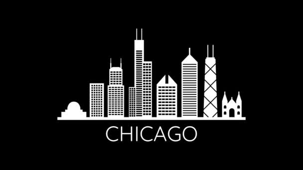 O horizonte da cidade de Chicago. Animação gráfica em movimento vídeo.  - Filmagem, Vídeo