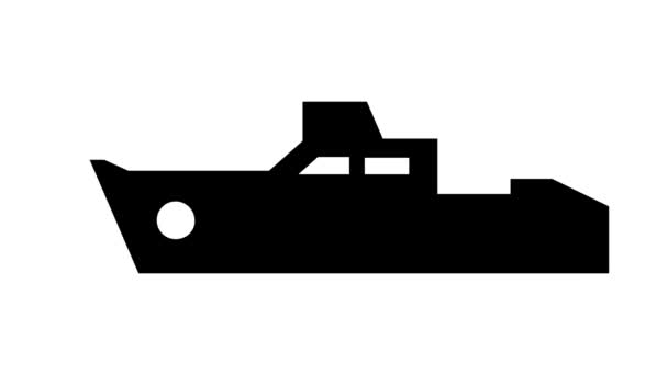 nave icono negro animado sobre fondo blanco - Metraje, vídeo
