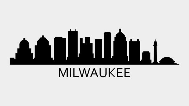 El horizonte de la ciudad de Milwaukee. Animación gráfica de vídeo en movimiento.  - Imágenes, Vídeo