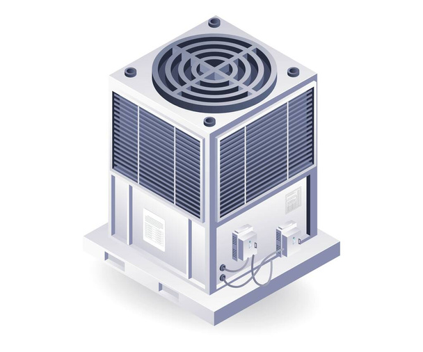 Ipari HVAC fúvóberendezés kipufogórendszere izometrikus 3d illusztráció - Vektor, kép