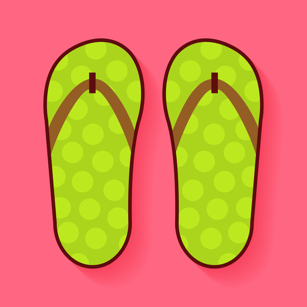 Flat Summer Shoes Flip Flops - Vector, Image
