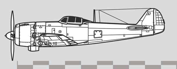 Nakajima Ki-84 Hayate. ¿Frank? Esquema vector dibujo
 - Vector, imagen