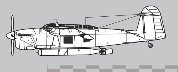 Fairey Barracuda. Umrissvektorzeichnung. Vektorzeichnung zur Illustration - Vektor, Bild