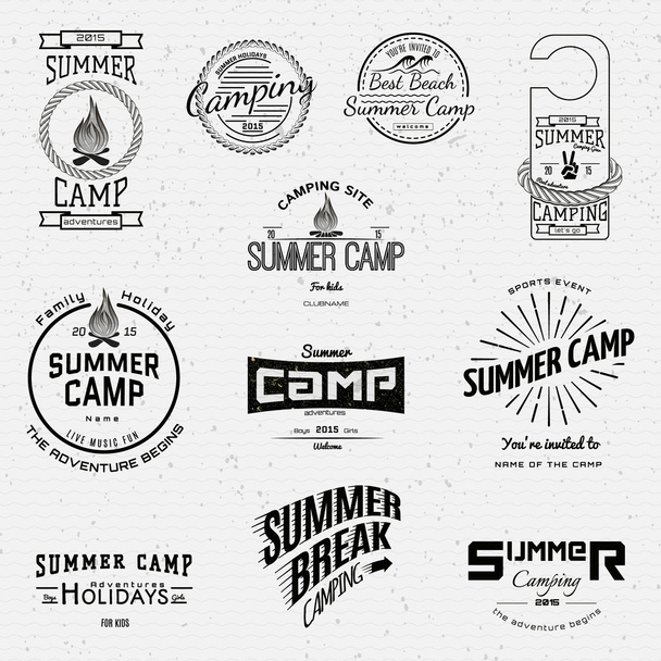 Insignias de campamento de verano logotipos y etiquetas para cualquier uso
 - Vector, imagen