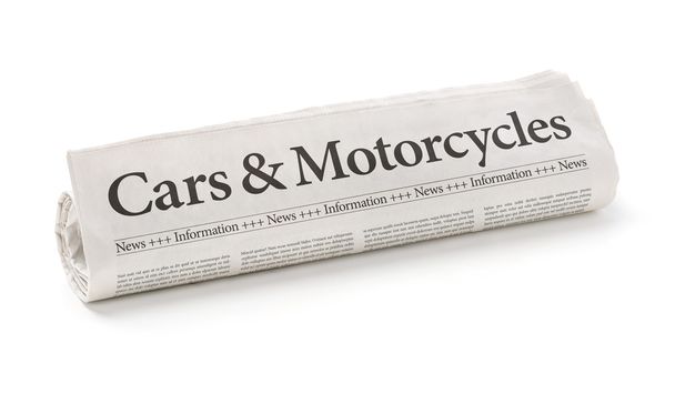 Έλασης εφημερίδα με το τίτλο αυτοκίνητα και μοτοσικλέτες - Φωτογραφία, εικόνα