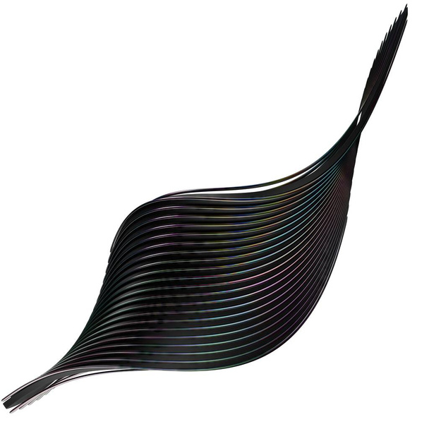 Banda ondulada de metal negro y arcoíris unificada de lujo aislada Elegante Renderizado 3D moderno fondo abstracto Ilustración 3D de alta calidad - Foto, Imagen