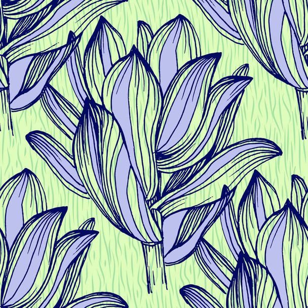 Succulenten Naadloos patroon met abstracte tropische bloemen, bladeren en vormen. Zomer jungle bloemen ontwerp. Ideaal voor stof, textiel, inpakpapier, behang. Vectorstructuur - Vector, afbeelding