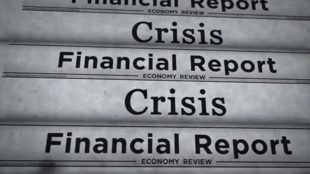 Válság gazdaság és az üzleti napi hírek újság roll nyomtatás. Absztrakt koncepció retro szalagcímek 3d zökkenőmentes hurkolt. - Felvétel, videó