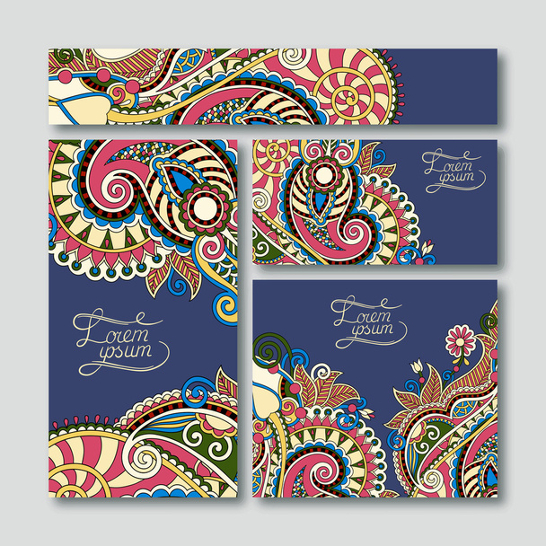 collection of decorative floral greeting cards in vintage style - Vector, Image