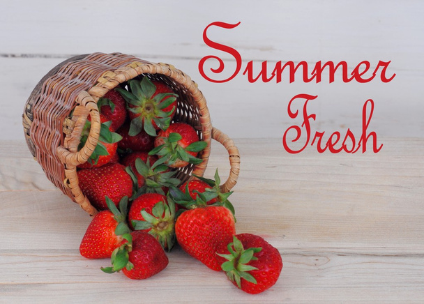 Strawberries in a Basket - Фото, изображение
