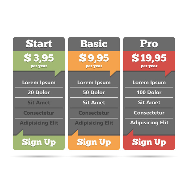 Pricing Table - Vector, Imagen