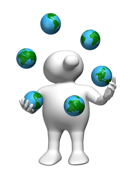 logoman jongleren met wereld - Foto, afbeelding