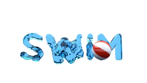 Word SWIM isolated on the white with red and white ball. - Imágenes, Vídeo
