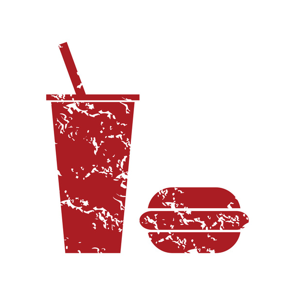 Red grunge burger with a drink logo - Vettoriali, immagini