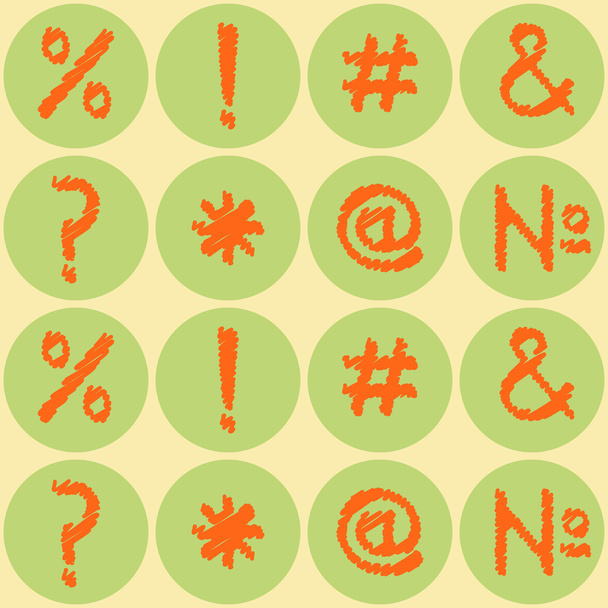 Seamless background with punctuation marks and computer keyboard symbols - Vector, imagen
