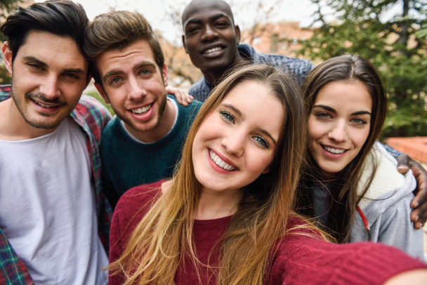 Multiracial group of friends taking selfie - Photo, Image