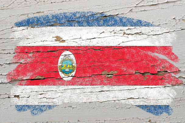 Tebeşir ile boyalı ahşap doku üzerinde Kosta Rika Cumhuriyeti bayrağı - Fotoğraf, Görsel