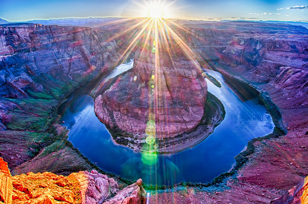 Zachód słońca w paśmie podkowa - Grand Canyon - Zdjęcie, obraz