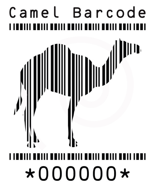 camel silhouette in barcode - Vector, Image