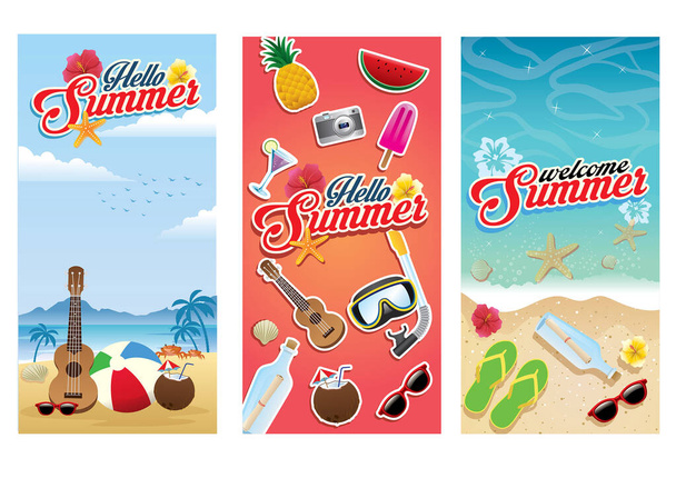 spiaggia estate flyer collezione set - Vettoriali, immagini