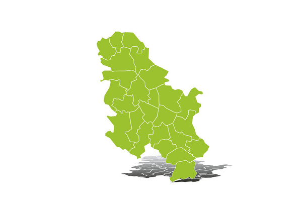 Servië groene kaart op witte achtergrond. - Vector, afbeelding