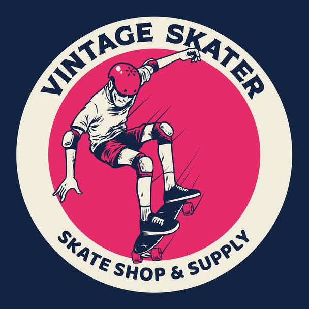 emblema vintage do conceito de skate - Vetor, Imagem