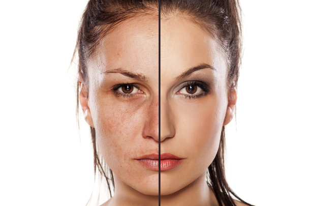 Ennen ja jälkeen meikki
 - Valokuva, kuva