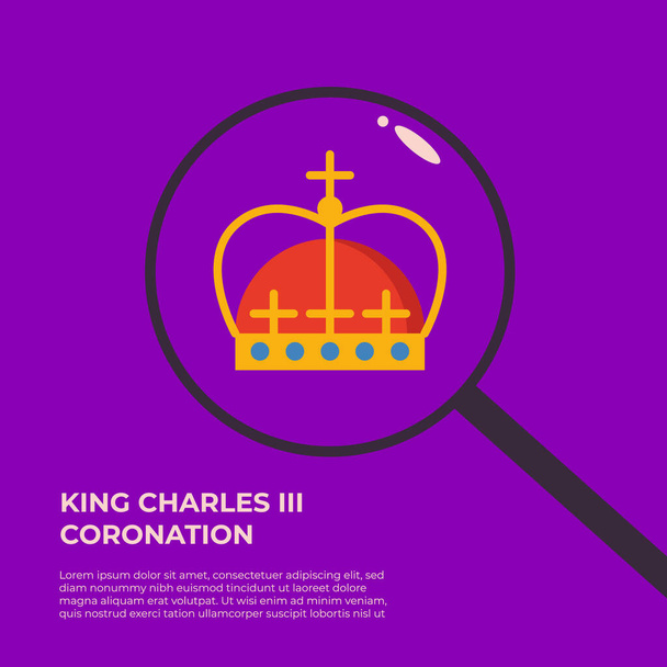 Royal King3 Couronne dorée sur fond bleu. Illustration vectorielle plate. - Vecteur, image