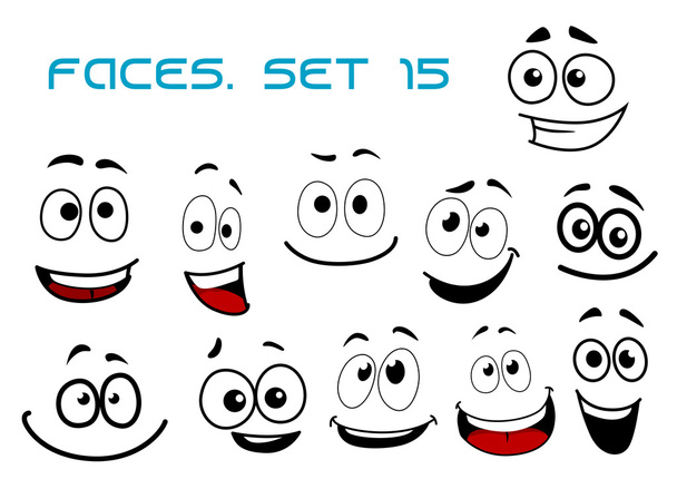 Мультфильм смеющиеся лица с гугливыми глазами
 - Вектор,изображение