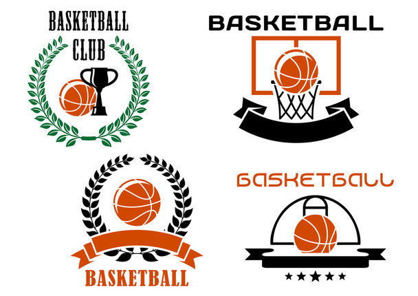 Kosárlabda klub jelképek és szimbólumok sablonok - Vektor, kép