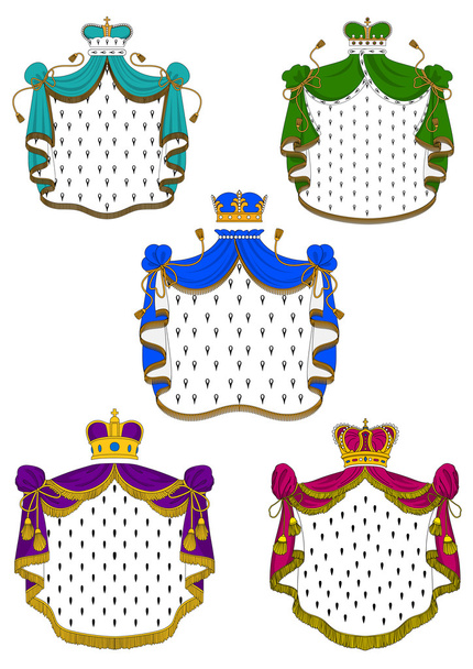 Kleurrijke ceremoniële Koninklijke mantels en kronen - Vector, afbeelding