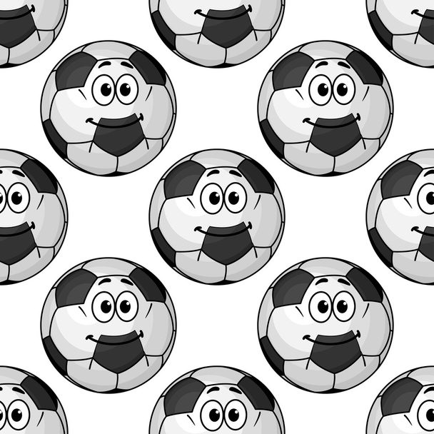Γελοιογραφία μπάλα ποδοσφαίρου χαριτωμένο χαρακτήρες χωρίς ραφή πρότυπο - Διάνυσμα, εικόνα
