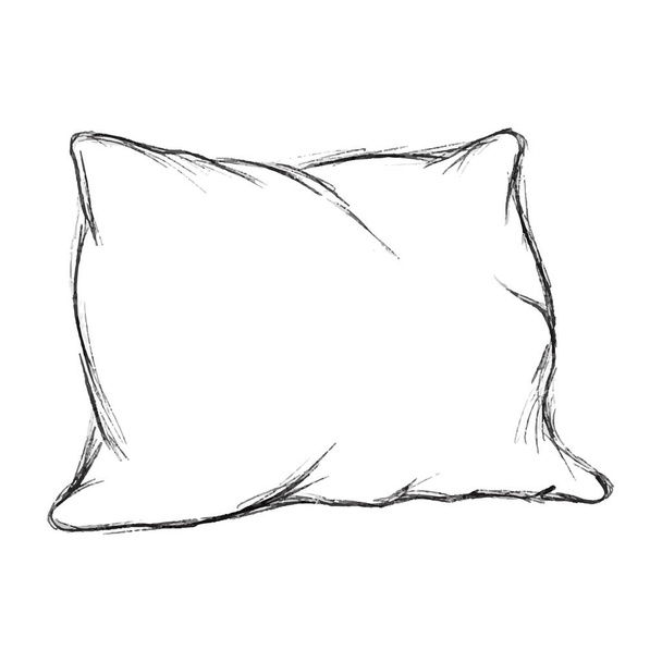 Croquis oreiller crayon noir dessin isolé sur blanc. Illustration vectorielle - Vecteur, image