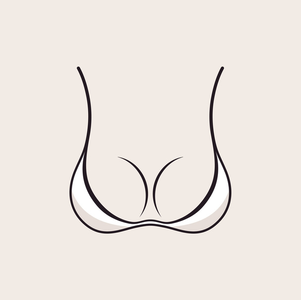 Bra icon sexy logo. White simple emblem slim figure, fitness - Vector, Image