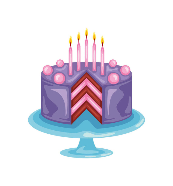誕生日のケーキデザート 単離された設計 - ベクター画像