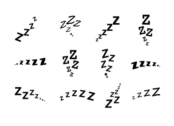 Zzz lit sommeil ronflement icônes sieste sieste Z son bâillement endormi ou insomnie sommeil réveil Zzz ligne icônes de bonne nuit sommeil profond, ennuyé ou fatigué. effet vectoriel. - Vecteur, image